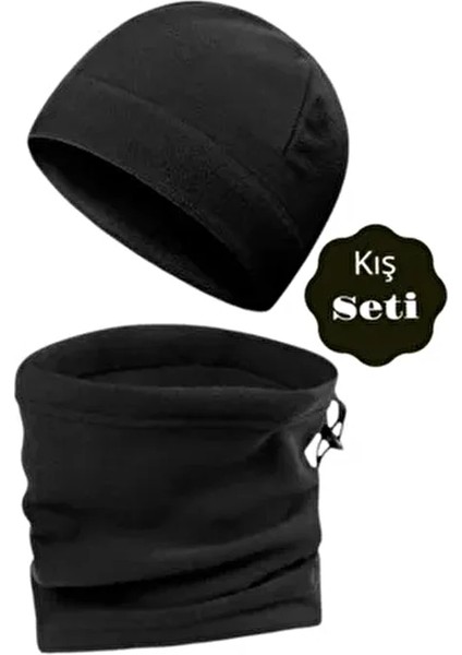 Siyah Termal Kışlık Kaliteli Polar Boyunluk-Bere