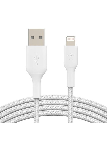 Örgülü Lightning Hızlı Şarj ve Data Kablosu Beyaz 1 mt fiyatları