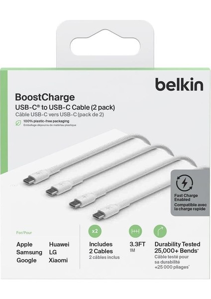 Boostcharge USB Type-C'den USB Type-C'ye 1m Kablo 2'li Paket fırsatları