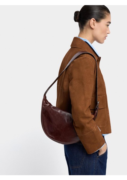 Zımba Detaylı Deri Hobo Çanta