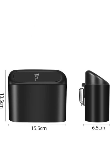 Oto Aksesuar Araba Çöp Kutusu Siyah Portatif Araç Içi Taşınabilir Kapaklı Organizer Çöp Kovası