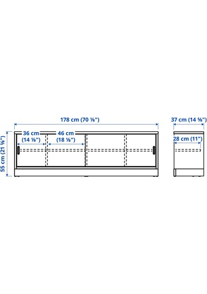 Tonstad Tv Sehpası Meşe Kaplama 178X37X55 fiyatları