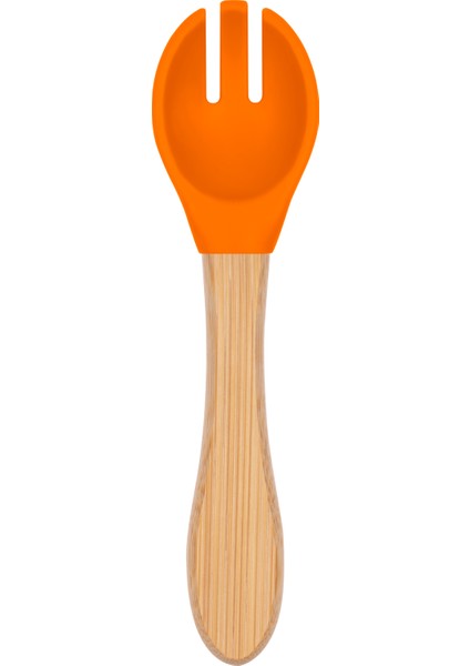 Bambu Saplı Silikon Mama Çatalı Sunset Turuncu