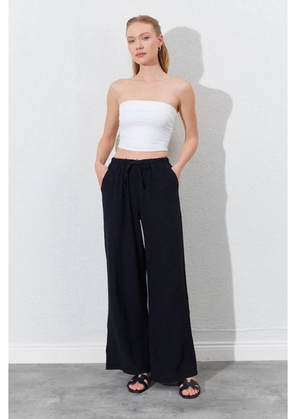 Palazzo Modal Siyah Kadın Pantolon 66-1832