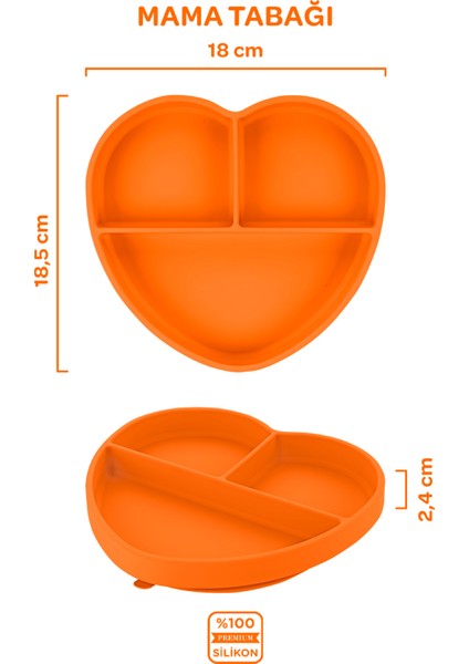 Vakumlu Silikon Mama Tabağı Sunset Turuncu modelleri
