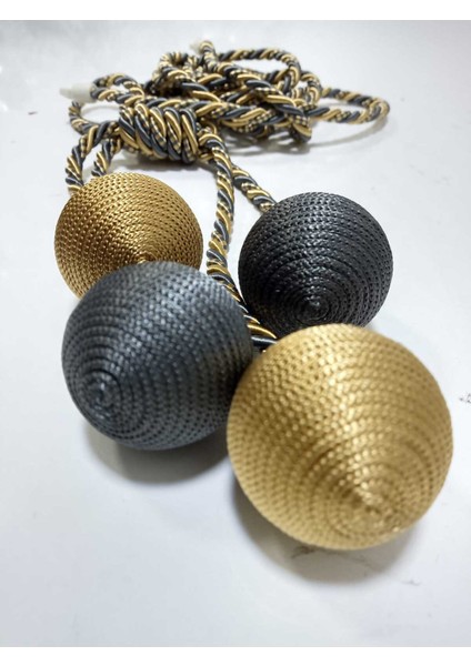 4 Toplu El Sarım Koyu Gri - Hardal (213) Tül Perde Fon Kruvaze Tavan Bağlama