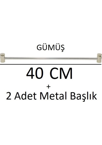 Gümüş Gri Metal Briz Çubuğu 1 Adet + Başlıkları