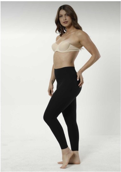 Kadın Siyah Beden Küçülten Korseli Tayt