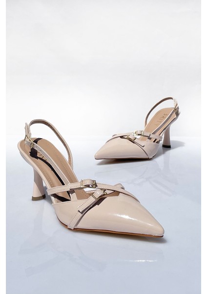 Tokalı Bant Detaylı Sivri Burunlu Rugan Topuklu Ayakkabı fiyatları