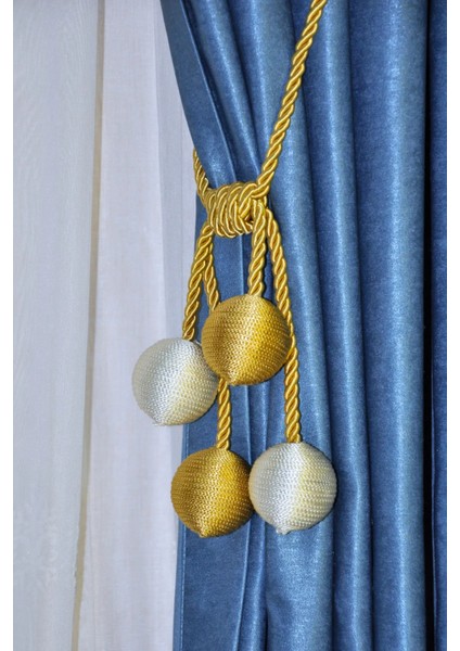 Modern Sarım 4 Toplu Braçol Kornişe Takmatik Ipli Tavan Perde Aksesuar Altın-Krem fiyatları