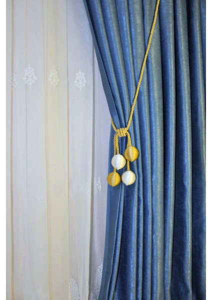 Modern Sarım 4 Toplu Braçol Kornişe Takmatik Ipli Tavan Perde Aksesuar Altın-Krem indirimleri