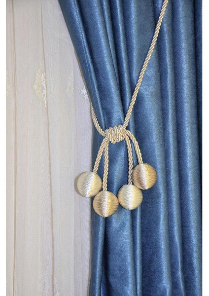 Modern Sarım 4 Toplu Braçol Kornişe Takmatik Ipli Tavan Perde Aksesuar Vizon-Krem