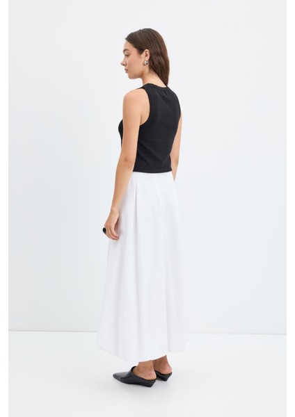 Yüksek Bel Pile Detaylı Balon Etek Ekru fırsatları