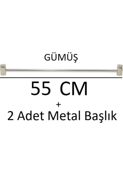 Gümüş Gri Metal Briz Çubuğu 1 Adet + Başlıkları