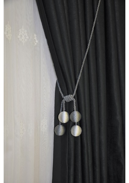 Modern Sarım 4 Toplu Braçol Kornişe Takmatik Ipli Tavan Perde Aksesuar Gri-Antrasit fırsatları