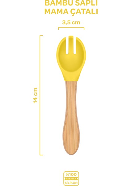 Bambu Saplı Silikon Mama Çatalı Sunrise Sarı fiyatları
