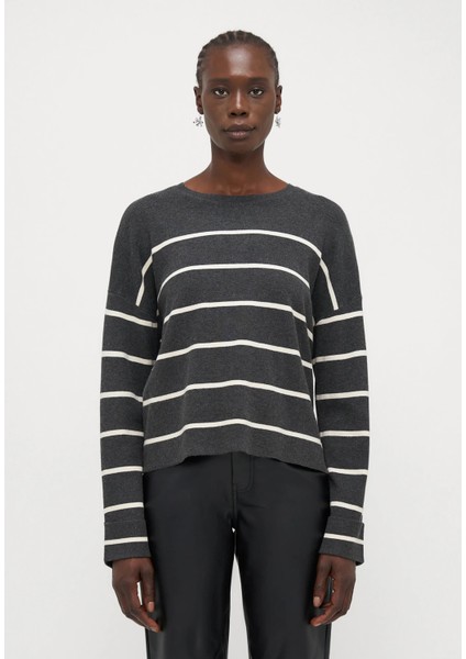 15350243 Cizgili Kadin Sweat - Antrasit Cizgili