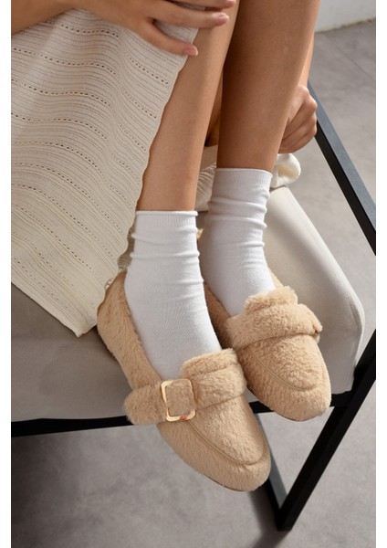 Yumuşak Peluş Tokalı Kadın Ev Babeti Ses Yapmaz Hafif Taban Panduf Ev Babeti fiyatları