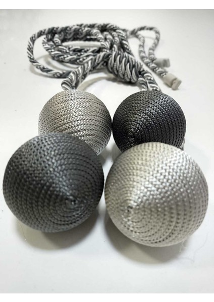 4 Toplu El Sarım Koyu Gri -Açık Gri (204) Tül Perde Fon Kruvaze Tavan Bağlama