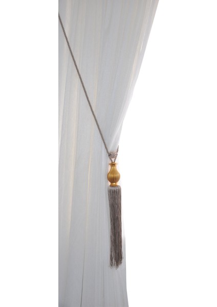 Fon Perde Tavan Bağlama Püsküllü Braçol Kornişe Takmatik Ipli Tavan Perde Aksesuar Bej-Altın fiyatları