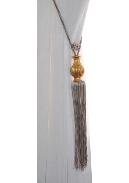 Fon Perde Tavan Bağlama Püsküllü Braçol Kornişe Takmatik Ipli Tavan Perde Aksesuar Bej-Altın modelleri