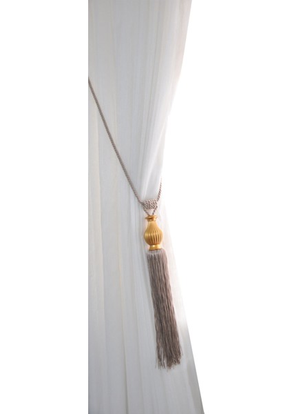 Fon Perde Tavan Bağlama Püsküllü Braçol Kornişe Takmatik Ipli Tavan Perde Aksesuar Bej-Altın fırsatları