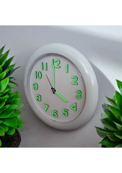 Fosforlu Duvar Saati Çap 25 cm Karanlıkta Parlayan Fosforlu Şimşek Küpe Seti