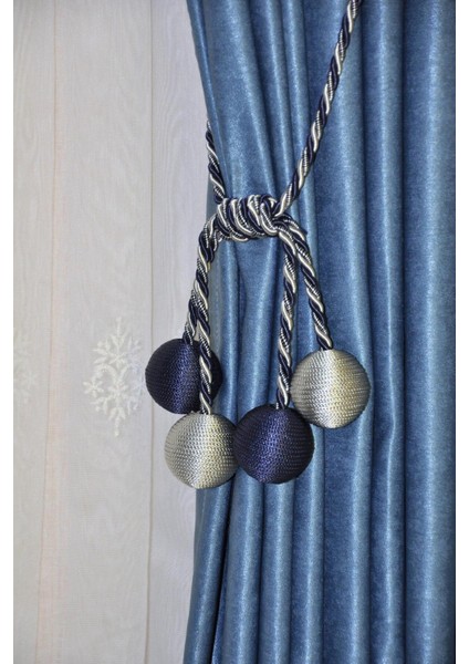 Modern Sarım 4 Toplu Braçol Kornişe Takmatik Ipli Tavan Perde Aksesuar Lacivert-Gri fırsatları