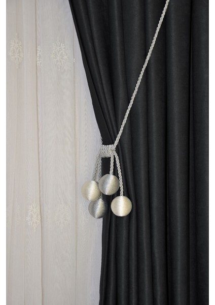 Modern Sarım 4 Toplu Braçol Kornişe Takmatik Ipli Tavan Perde Aksesuar Gri-Krem fiyatları