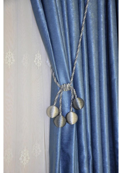 Modern Sarım 4 Toplu Braçol Kornişe Takmatik Ipli Tavan Perde Aksesuar Antrasit-Gri