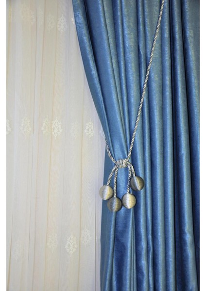 Modern Sarım 4 Toplu Braçol Kornişe Takmatik Ipli Tavan Perde Aksesuar Antrasit-Gri