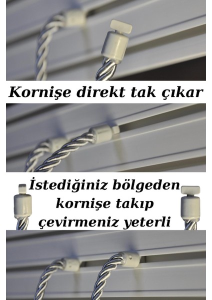 Modern Sarım 4 Toplu Braçol Kornişe Takmatik Ipli Tavan Perde Aksesuar Antrasit-Gri