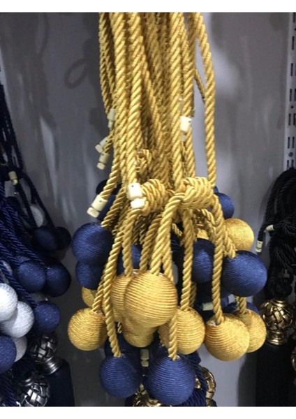 4 Top Tavan Braçol Perde Bağı Perde Aksesuarı Hardal Lacivert AK03 fiyatları