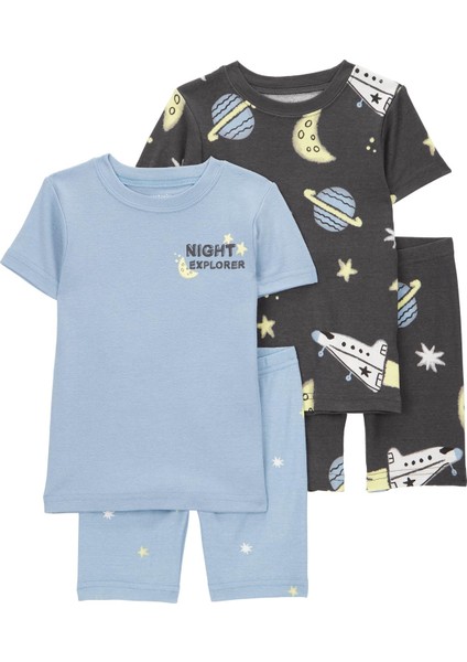 Küçük Erkek Çocuk Pijama Set 4'lü Paket