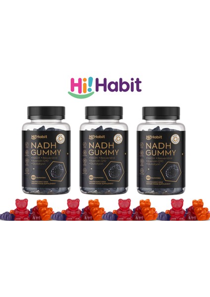 Nadh Gummy – Q10, Glutatyon, Resveratrol Içeren Vegan Takviye Edici Gıda (90 Günlük)