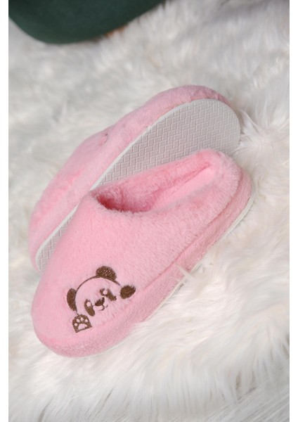 Panda Nakışlı Kadın Ev Terliği Peluş Terlik Çeyiz ve Bohça Terliği Ses Yapmaz Kalın Taban indirimleri