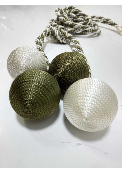 4 Toplu El Sarım Haki-Krem (227) Tül Perde Fon Kruvaze Tavan Bağlama