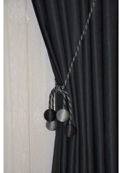 Modern Sarım 4 Toplu Braçol Kornişe Takmatik Ipli Tavan Perde Aksesuar Antrasit-Füme fiyatları