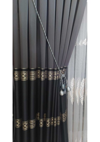 Fon Perde Toplama Aparatı Kornişe Takmatik Antrasit Perde Aksesuarı Perde Süsü