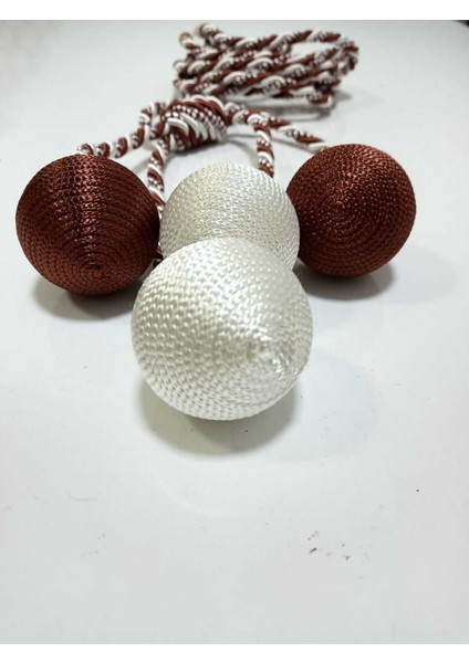 4 Toplu El Sarım Kiremit - Krem (240) Tül Perde Fon Kruvaze Tavan Bağlama