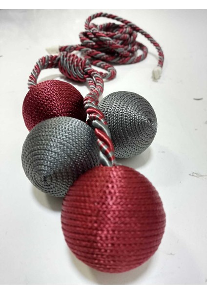 4 Toplu El Sarım Bordo-Koyu GRI(231) Tül Perde Fon Kruvaze Tavan Bağlama