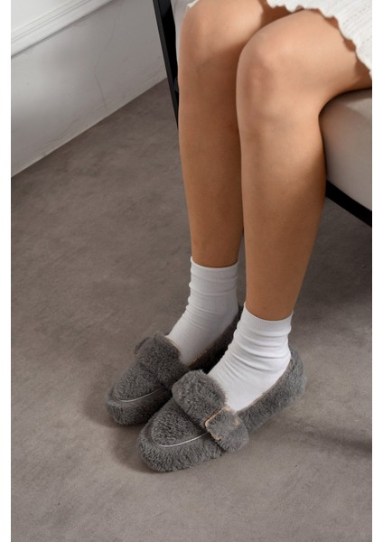 Yumuşak Peluş Tokalı Kadın Ev Babeti Ses Yapmaz Hafif Taban Panduf Ev Babeti fiyatları