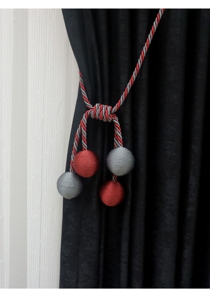 Modern Sarım 4 Toplu Braçol Kornişe Takmatik Ipli Tavan Perde Aksesuarı Bordo&koyugri