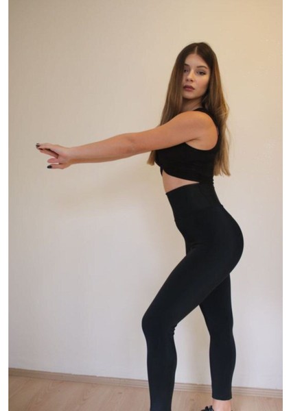 Korseli Şekillendirici Ekstra Yüksek Bel Siyah Tayt