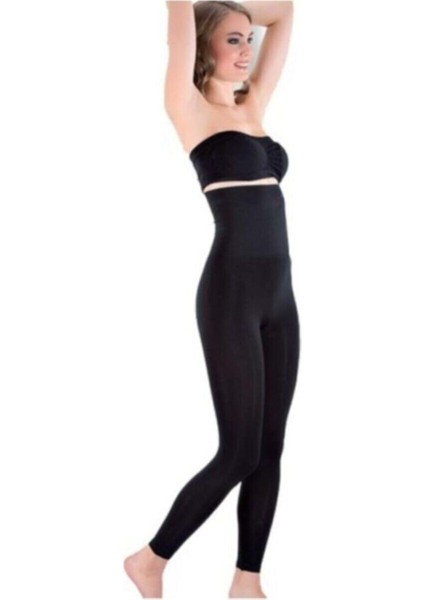 Kadın Siyah Yüksek Bel Toparlayıcı Korse Tayt 01 M