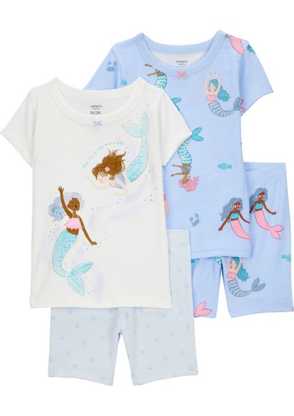 Küçük Kız Çocuk Pijama Set 4'lü Paket