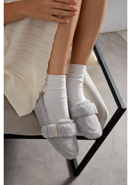 Yumuşak Peluş Tokalı Kadın Ev Babeti Ses Yapmaz Hafif Taban Panduf Ev Babeti fiyatları