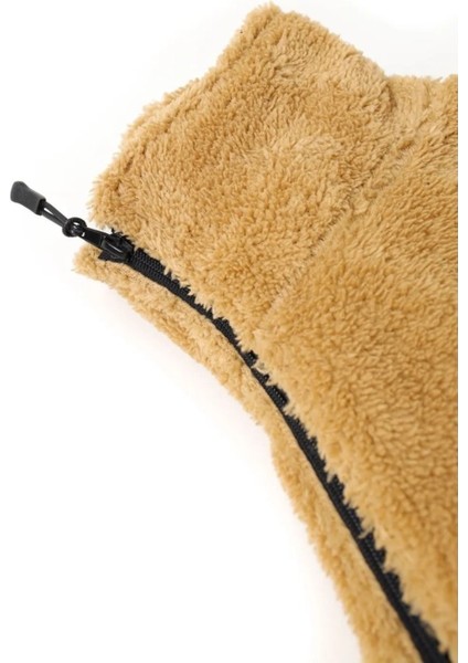 Kadın Oversize Peluş, Polar, Fermuarlı, Teddy Dik Yaka, Sıcak Tutucu Yumuşak Kışlık Ceket