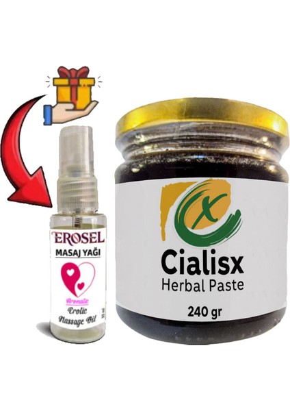 Cialisx Macun 240 gr Erkeklerin Performanslarına Özel + Erosel Erotikmasaj Yağı Hediye