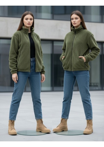 Kadın Oversize Peluş, Polar, Fermuarlı, Teddy Dik Yaka, Sıcak Tutucu Yumuşak Kışlık Ceket modelleri